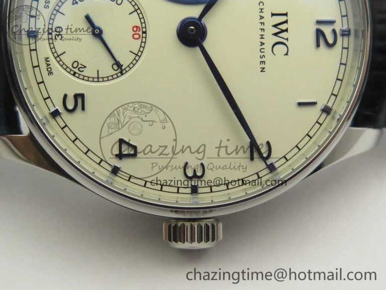 Portuguese Tourbillon IW5463 SS ZF Best Edition White Dial Blue Hands on Blue Leather Strap Packable 7172