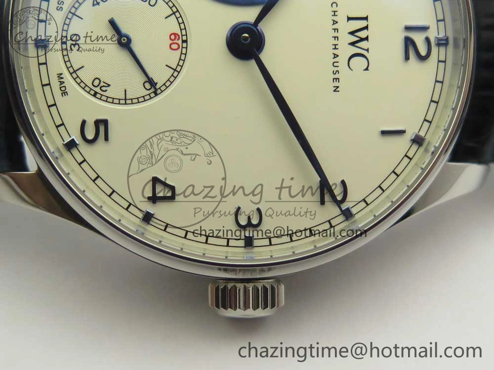 Portuguese Tourbillon IW5463 SS ZF Best Edition White Dial Blue Hands on Blue Leather Strap Packable 7172
