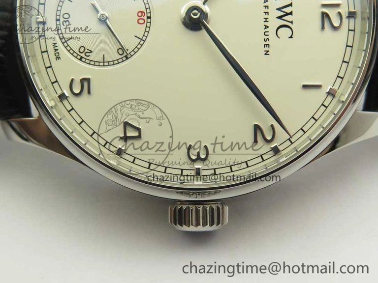 Portuguese Tourbillon IW5463 SS ZF Best Edition White Dial on Black Leather Strap Minimalist 7170