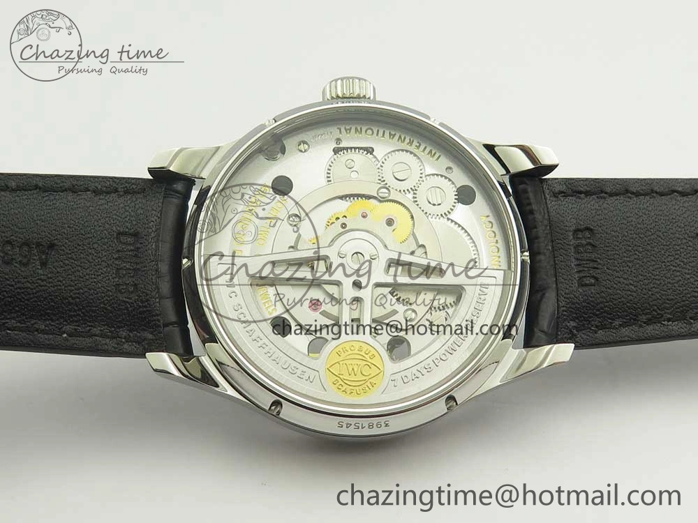 Portuguese Tourbillon IW5463 SS ZF Best Edition White Dial on Black Leather Strap Minimalist 7170
