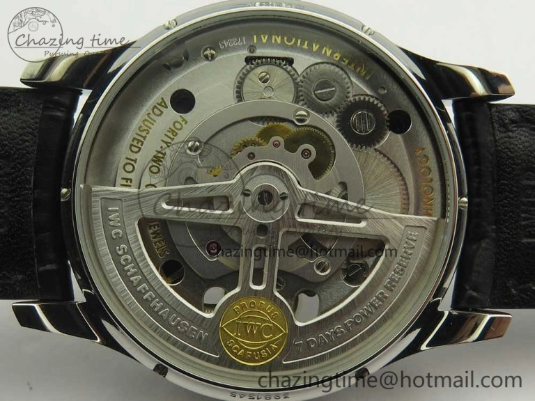 Portuguese Tourbillon IW5463 SS ZF Best Edition White Dial on Black Leather Strap Minimalist 7170