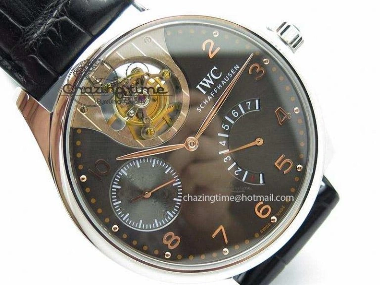 Portuguese Tourbillon Mystere SS TF Best Edition Black Dial on Black Croc Leather Strap Unisex 7383
