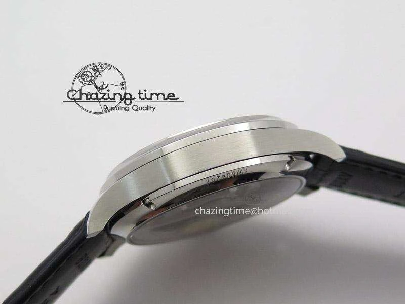 Soft Portuguese Tourbillon Mystere SS TF Best Edition White Dial on Black Croc Leather Strap 7384