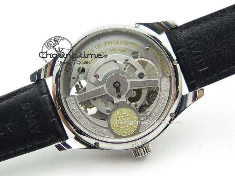 Soft Portuguese Tourbillon Mystere SS TF Best Edition White Dial on Black Croc Leather Strap 7384