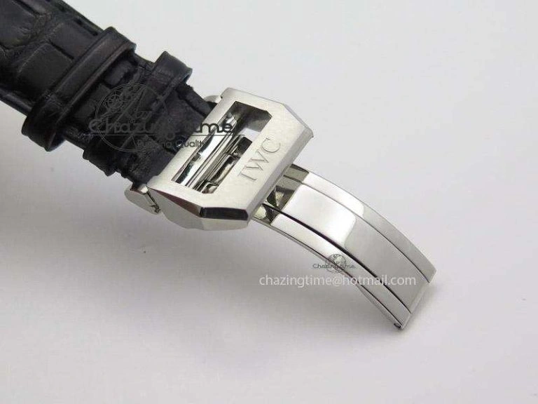 Soft Portuguese Tourbillon Mystere SS TF Best Edition White Dial on Black Croc Leather Strap 7384