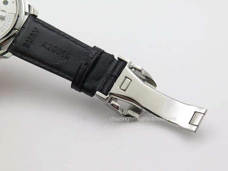 Soft Portuguese Tourbillon Mystere SS TF Best Edition White Dial on Black Croc Leather Strap 7384