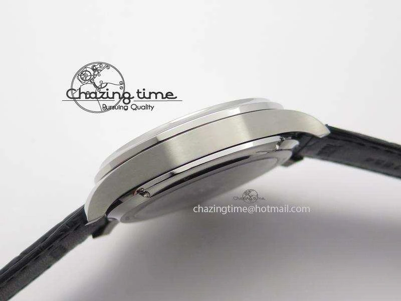 Functional Portuguese Tourbillon Power Reserve Moonphase SS Black Dial Gold Numbers On Black Leather Strap 7320