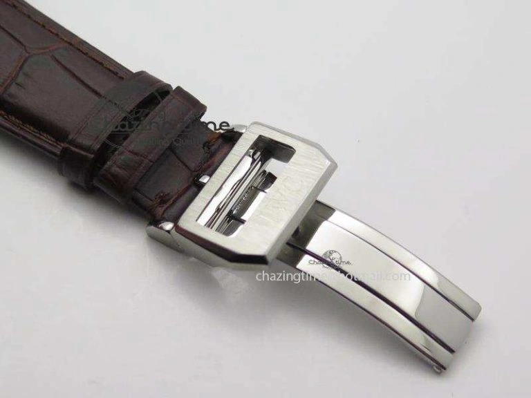 Portuguese Tourbillon Power Reserve Moonphase SS White Dial Gold Numbers On Black Leather Strap FreshLook 7319