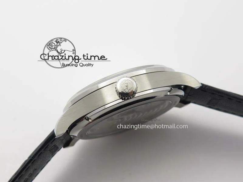 Portuguese Tourbillon Power Reserve Moonphase SS White Dial On Black Leather Strap Colorful 7318