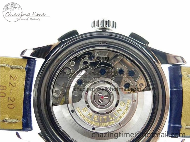 GoodFit Premier B01 Chrono SS 42mm GF 1:1 Best Edition Blue Dial on Blue Leather Strap A 5587
