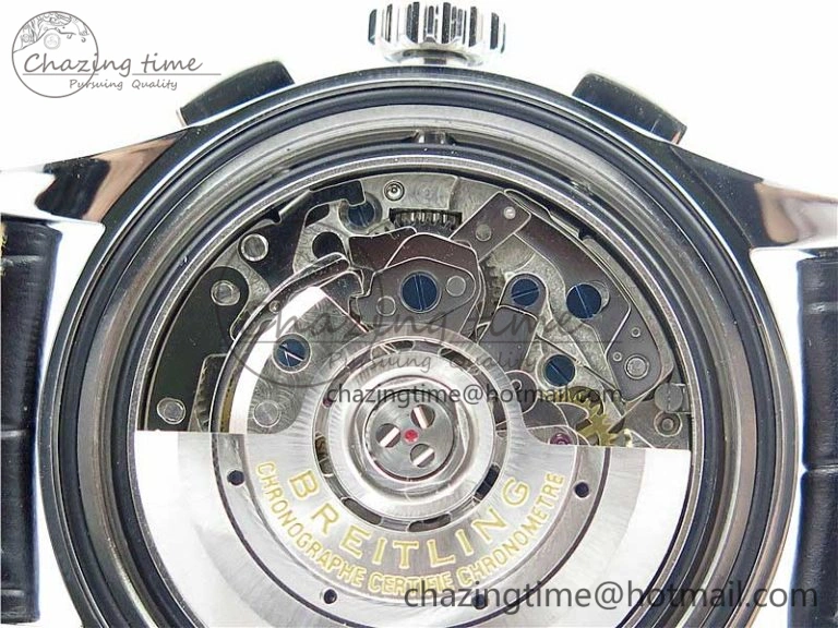 Attractive Premier B01 Chrono SS 42mm GF 1:1 Best Edition Gray Black Dial on Black Leather Strap A 5586