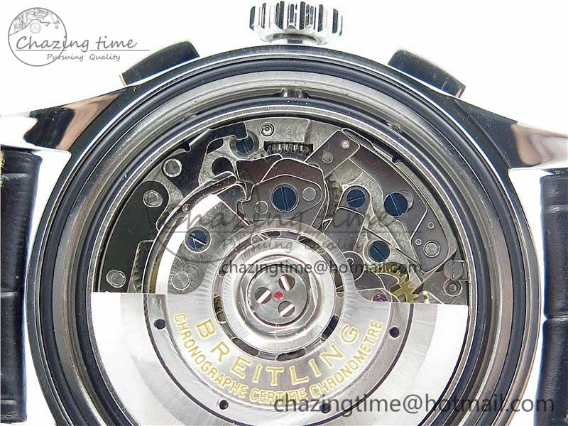 Attractive Premier B01 Chrono SS 42mm GF 1:1 Best Edition Gray Black Dial on Black Leather Strap A 5586