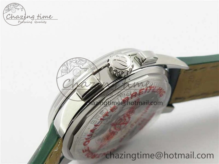 Attractive Premier B01 Chrono SS 42mm GF 1:1 Best Edition Gray Black Dial on Black Leather Strap A 5586
