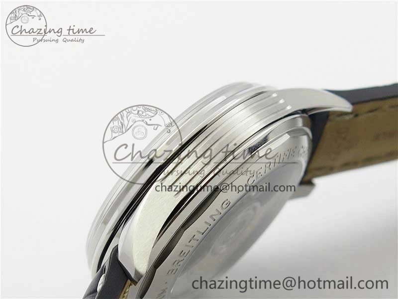 Sleek Premier B01 Chrono SS 42mm GF 1:1 Best Edition White Black Dial on Black Leather Strap A 5589