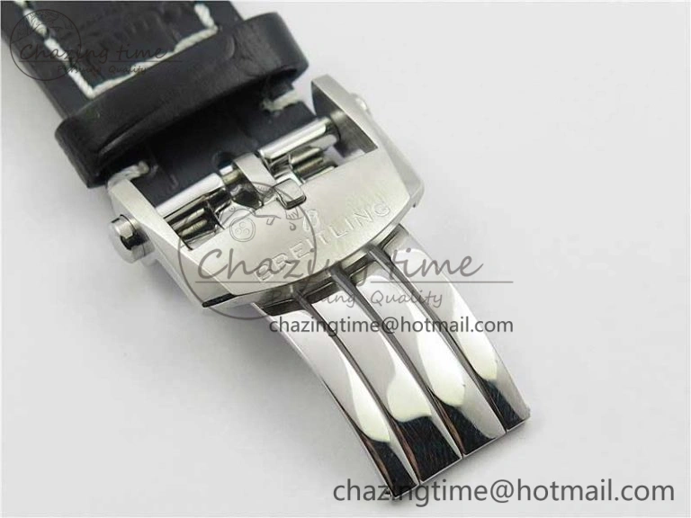 Sleek Premier B01 Chrono SS 42mm GF 1:1 Best Edition White Black Dial on Black Leather Strap A 5589