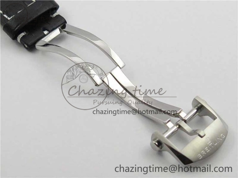 Sleek Premier B01 Chrono SS 42mm GF 1:1 Best Edition White Black Dial on Black Leather Strap A 5589