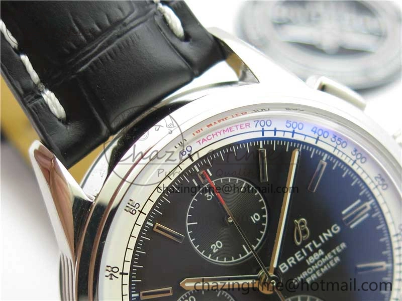 EasyCare Premier Chronograph 42 BLS 1:1 Best Edition Black Dial on Black Leather Strap A 5571