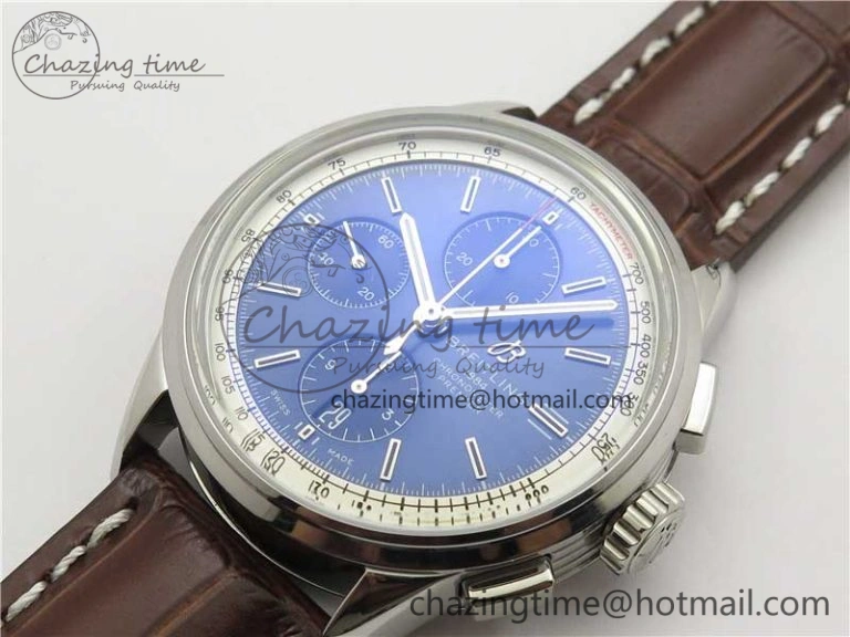 Premier Chronograph 42 BLS 1:1 Best Edition Blue Dial on Brown Leather Strap A EasyCare 5566