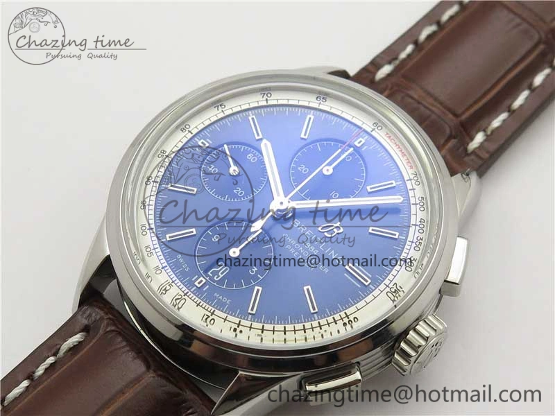 Premier Chronograph 42 BLS 1:1 Best Edition Blue Dial on Brown Leather Strap A EasyCare 5566