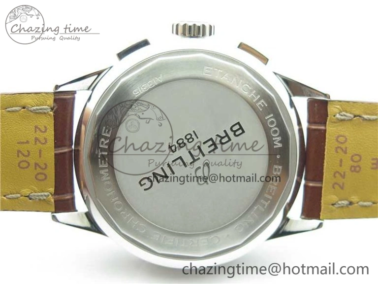 Premier Chronograph 42 BLS 1:1 Best Edition Blue Dial on Brown Leather Strap A EasyCare 5566