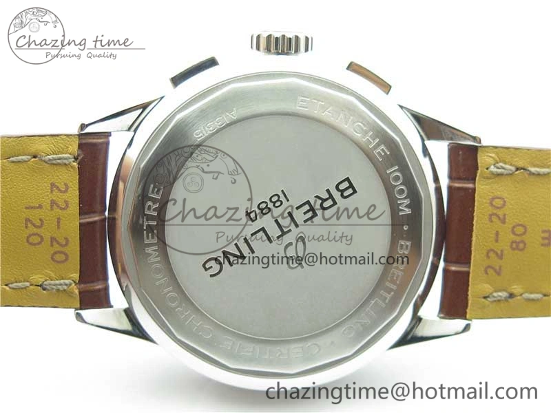 Premier Chronograph 42 BLS 1:1 Best Edition Blue Dial on Brown Leather Strap A EasyCare 5566