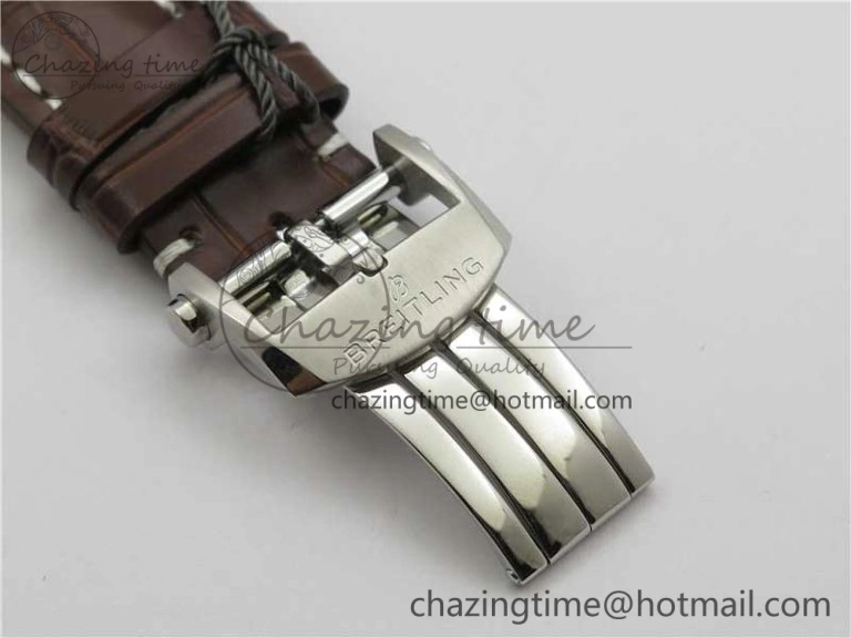Premier Chronograph 42 BLS 1:1 Best Edition Blue Dial on Brown Leather Strap A EasyCare 5566