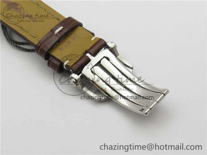 Premier Chronograph 42 BLS 1:1 Best Edition Blue Dial on Brown Leather Strap A EasyCare 5566