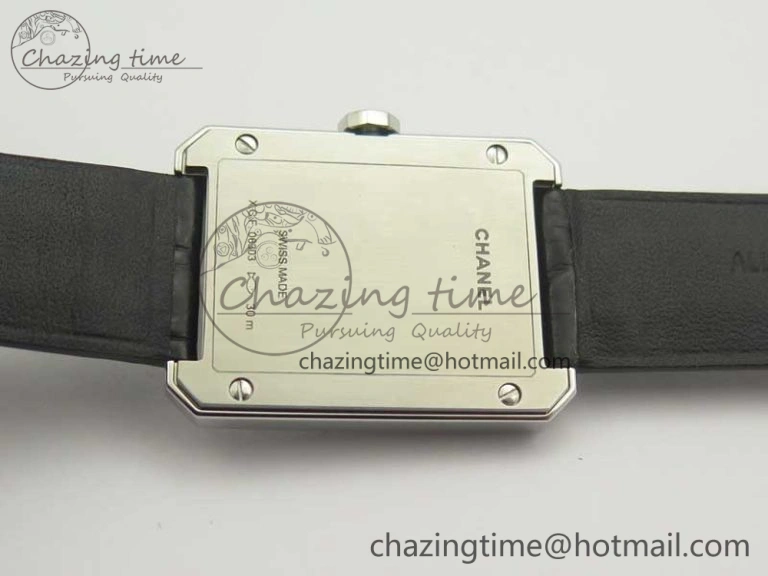 SportInspired Premiere Boy de Chanel LMF 1:1 Best Edition Black Textured Dial on Black Crocodile Strap Jap Quartz 6480