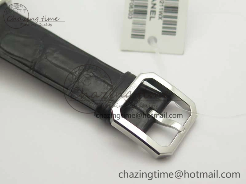SportInspired Premiere Boy de Chanel LMF 1:1 Best Edition Black Textured Dial on Black Crocodile Strap Jap Quartz 6480