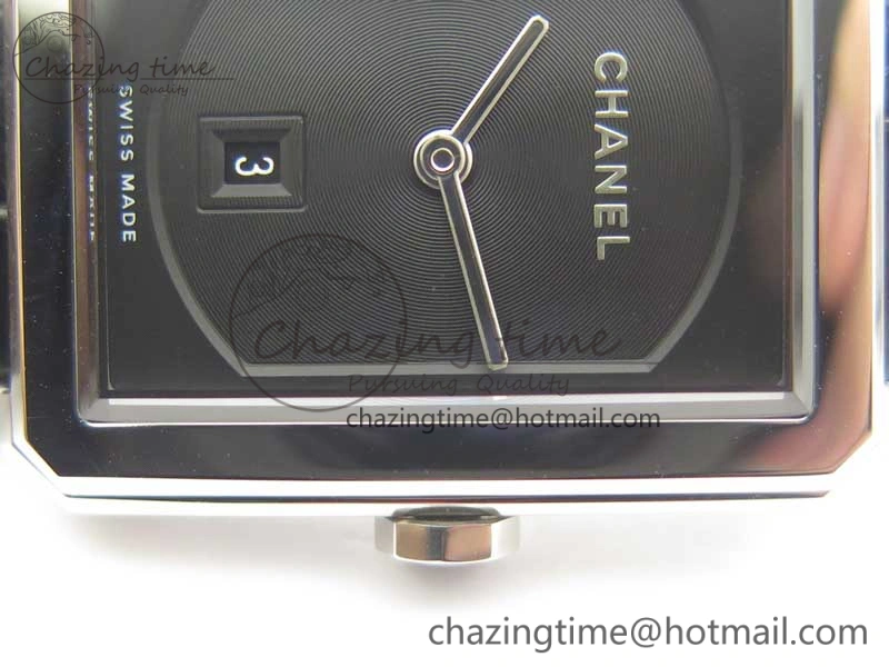 SportInspired Premiere Boy de Chanel LMF 1:1 Best Edition Black Textured Dial on Black Crocodile Strap Jap Quartz 6480