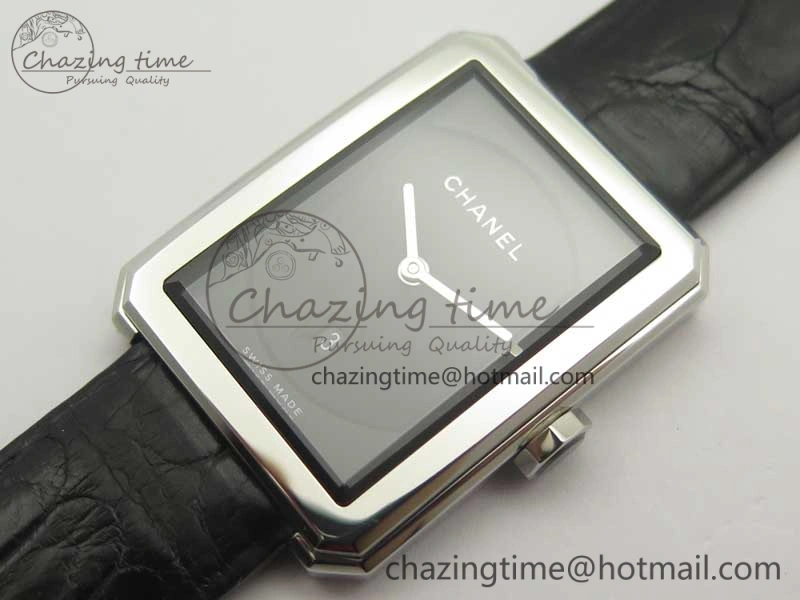 SportInspired Premiere Boy de Chanel LMF 1:1 Best Edition Black Textured Dial on Black Crocodile Strap Jap Quartz 6480