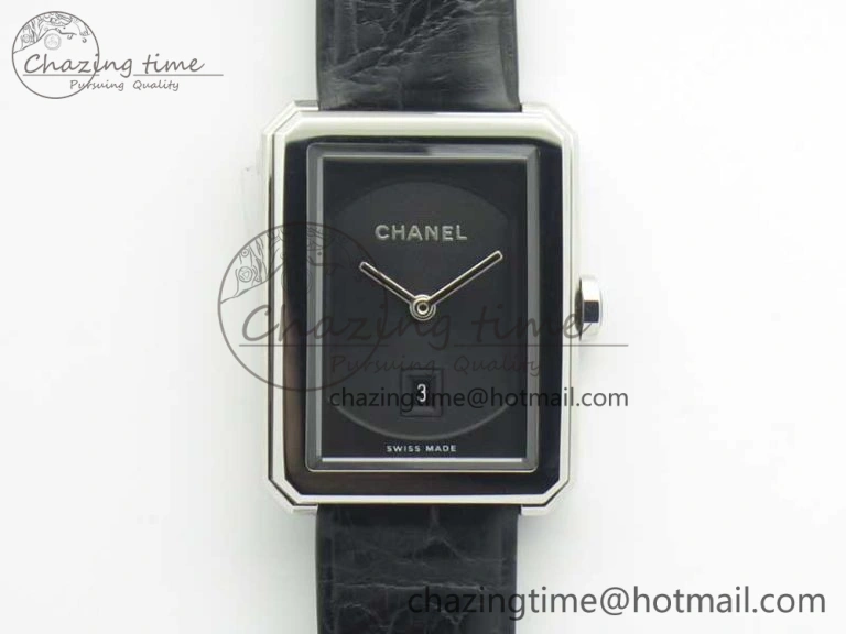 SportInspired Premiere Boy de Chanel LMF 1:1 Best Edition Black Textured Dial on Black Crocodile Strap Jap Quartz 6480