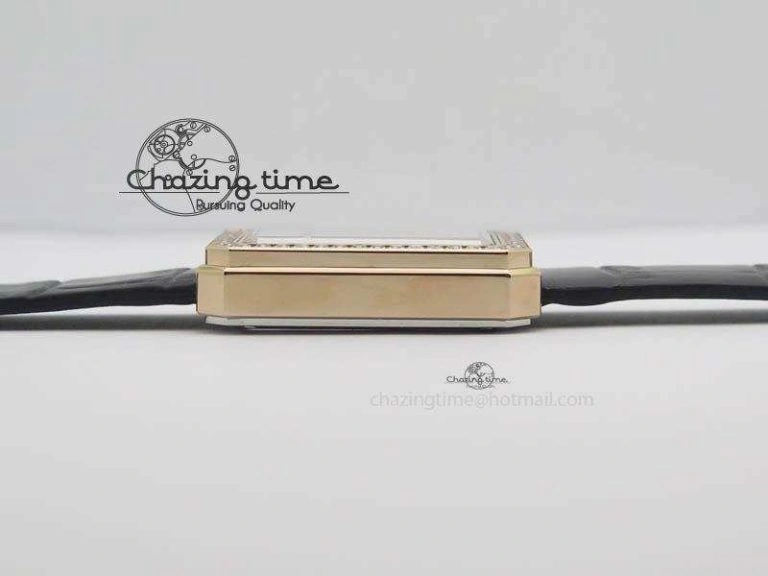 Premiere RG Camellia Silver Skeleton Dial Diamond Bezel On Black Leather Strap Reliable 6482