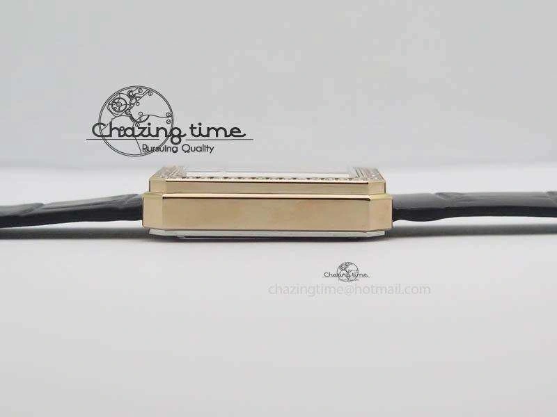 Premiere RG Camellia Silver Skeleton Dial Diamond Bezel On Black Leather Strap Reliable 6482