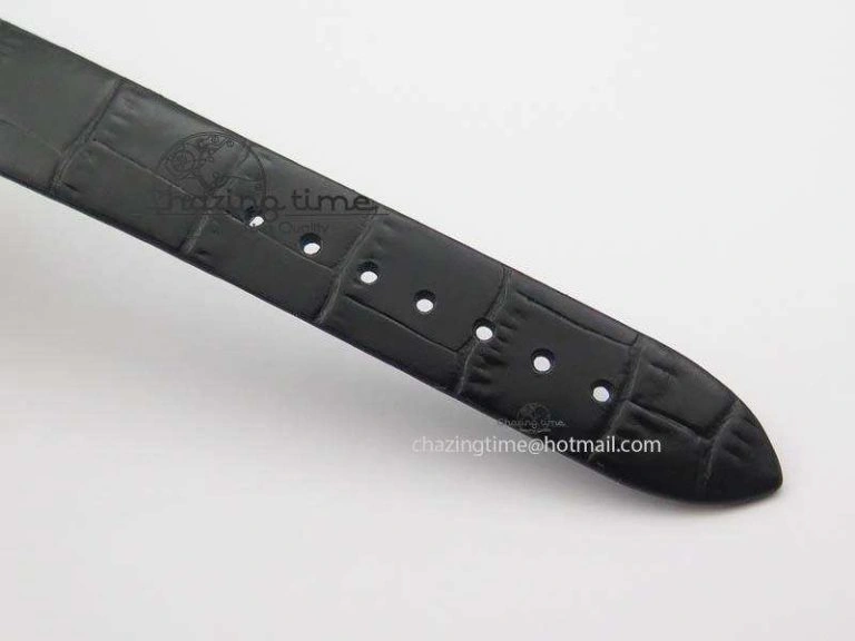Premiere RG Camellia Silver Skeleton Dial Diamond Bezel On Black Leather Strap Reliable 6482