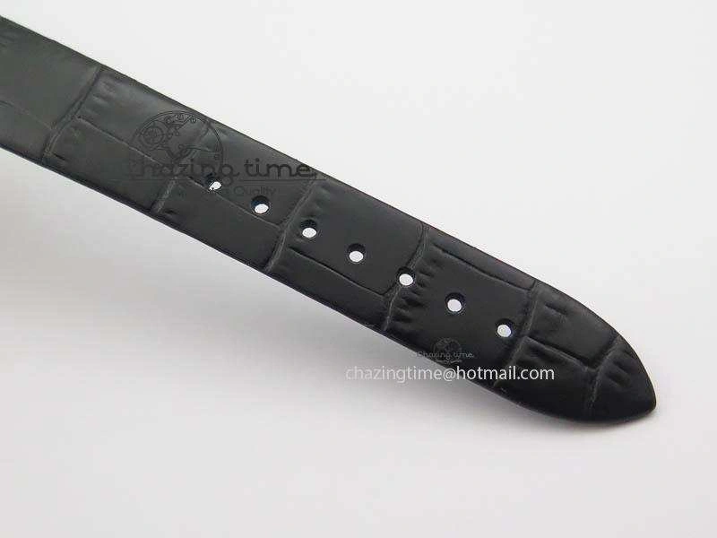 Premiere RG Camellia Silver Skeleton Dial Diamond Bezel On Black Leather Strap Reliable 6482