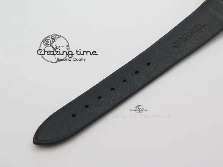 Premiere RG Camellia Silver Skeleton Dial Diamond Bezel On Black Leather Strap Reliable 6482