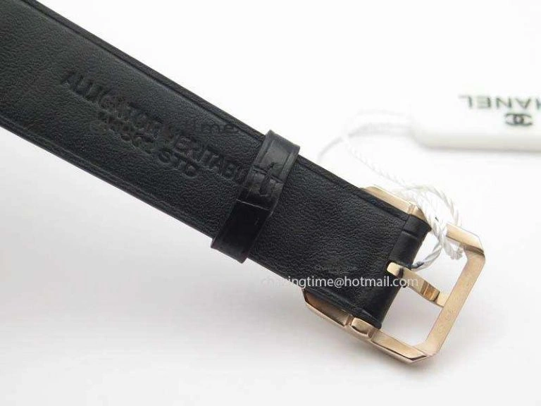 Premiere RG Camellia Silver Skeleton Dial Diamond Bezel On Black Leather Strap Reliable 6482