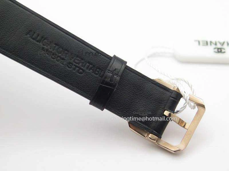 Premiere RG Camellia Silver Skeleton Dial Diamond Bezel On Black Leather Strap Reliable 6482