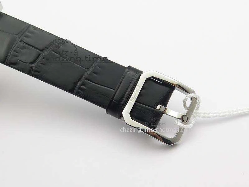 Premiere SS Camellia Silver Skeleton Dial Diamond Bezel On Black Leather Strap Upgraded 6481