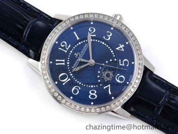 MultiPurpose RENDEZ-VOUS NIGHT & DAY SS APSF 1:1 BEST EDITION BLUE TEXTURED DIAL DIAMONDS BEZEL ON BLUE LEATHER STRAP SA 7410
