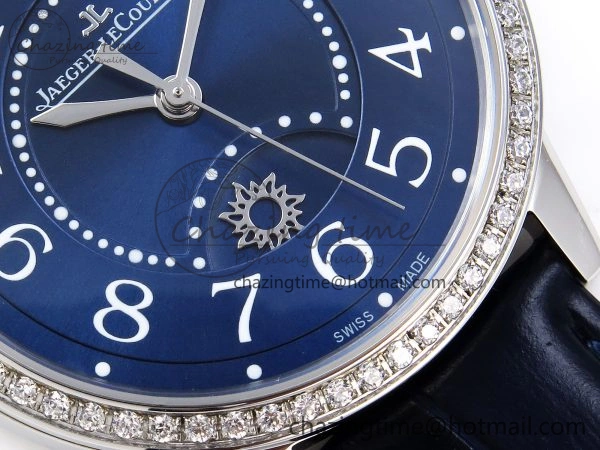 MultiPurpose RENDEZ-VOUS NIGHT & DAY SS APSF 1:1 BEST EDITION BLUE TEXTURED DIAL DIAMONDS BEZEL ON BLUE LEATHER STRAP SA 7410
