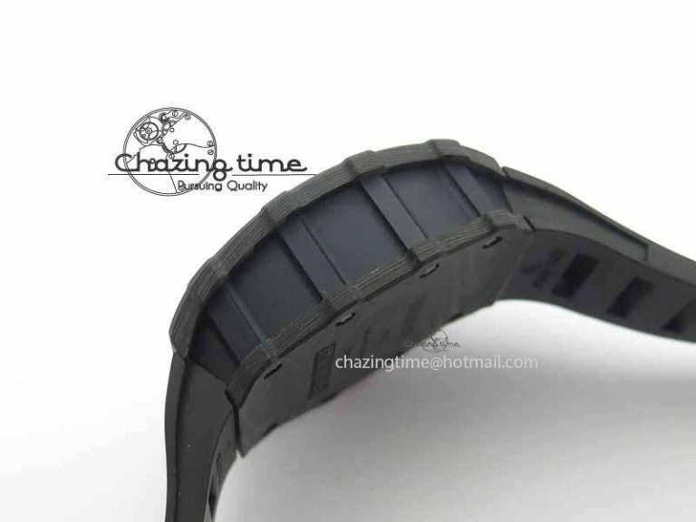 RM 035-01 Forged Carbon KVF Best Edition Black Skeleton Dial Red On Rubber Strap MIYOTA HighQuality 9556