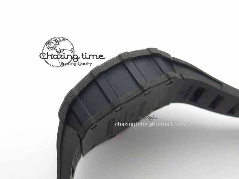 RM 035-01 Forged Carbon KVF Best Edition Black Skeleton Dial Red On Rubber Strap MIYOTA HighQuality 9556