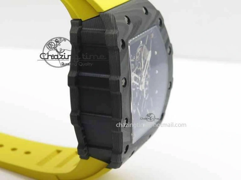 RM 035-01 Forged Carbon KVF Best Edition Black Skeleton Dial Red On Rubber Strap MIYOTA EasyMatch 9553