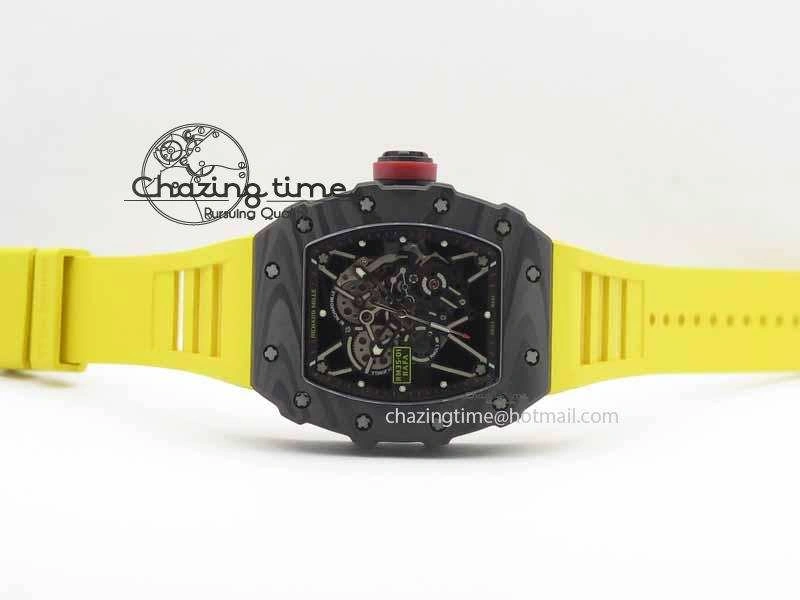 RM 035-01 Forged Carbon KVF Best Edition Black Skeleton Dial Red On Rubber Strap MIYOTA EasyMatch 9553