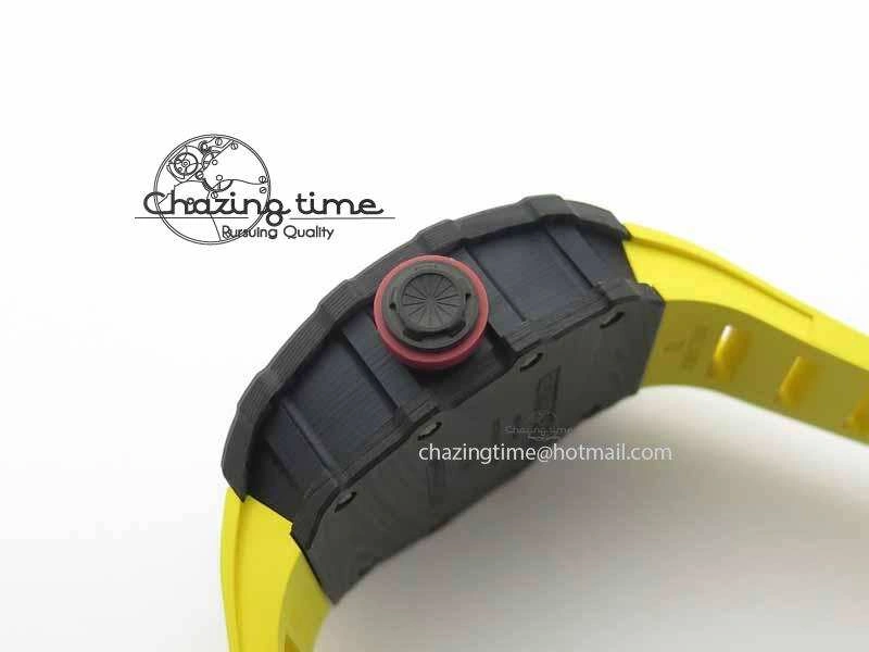RM 035-01 Forged Carbon KVF Best Edition Black Skeleton Dial Red On Rubber Strap MIYOTA EasyMatch 9553