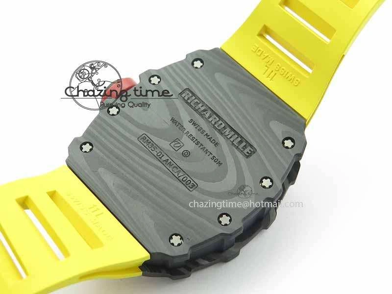 RM 035-01 Forged Carbon KVF Best Edition Black Skeleton Dial Red On Rubber Strap MIYOTA EasyMatch 9553