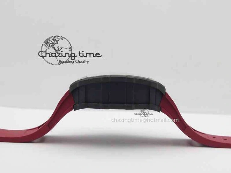 RM 035-01 Forged Carbon KVF Best Edition Black Skeleton Dial Red On Rubber Strap MIYOTA Lightweight 9554