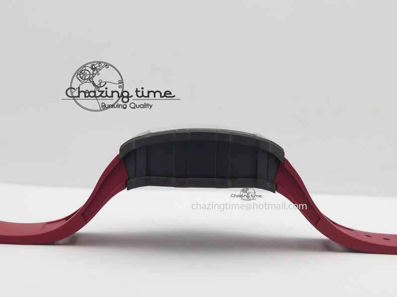 RM 035-01 Forged Carbon KVF Best Edition Black Skeleton Dial Red On Rubber Strap MIYOTA Lightweight 9554